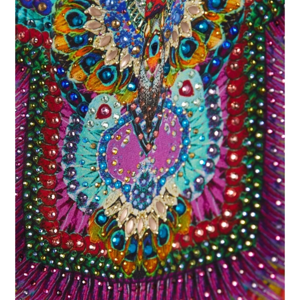 CAMILA Silk and georgette caftan printed with crystals - Picture 5 of 5